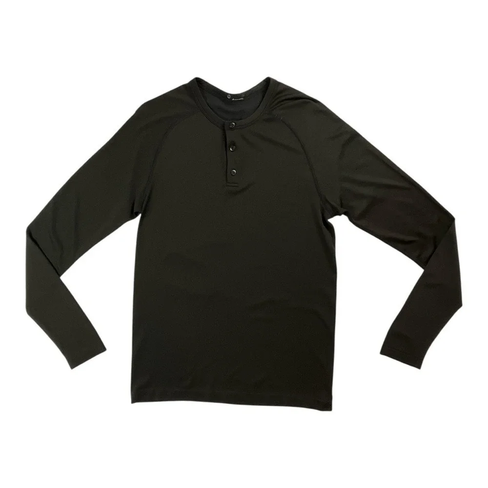 Lululemon Metal Vent Tech Long‎ Sleeve Henley Black M3AM3S Size Small